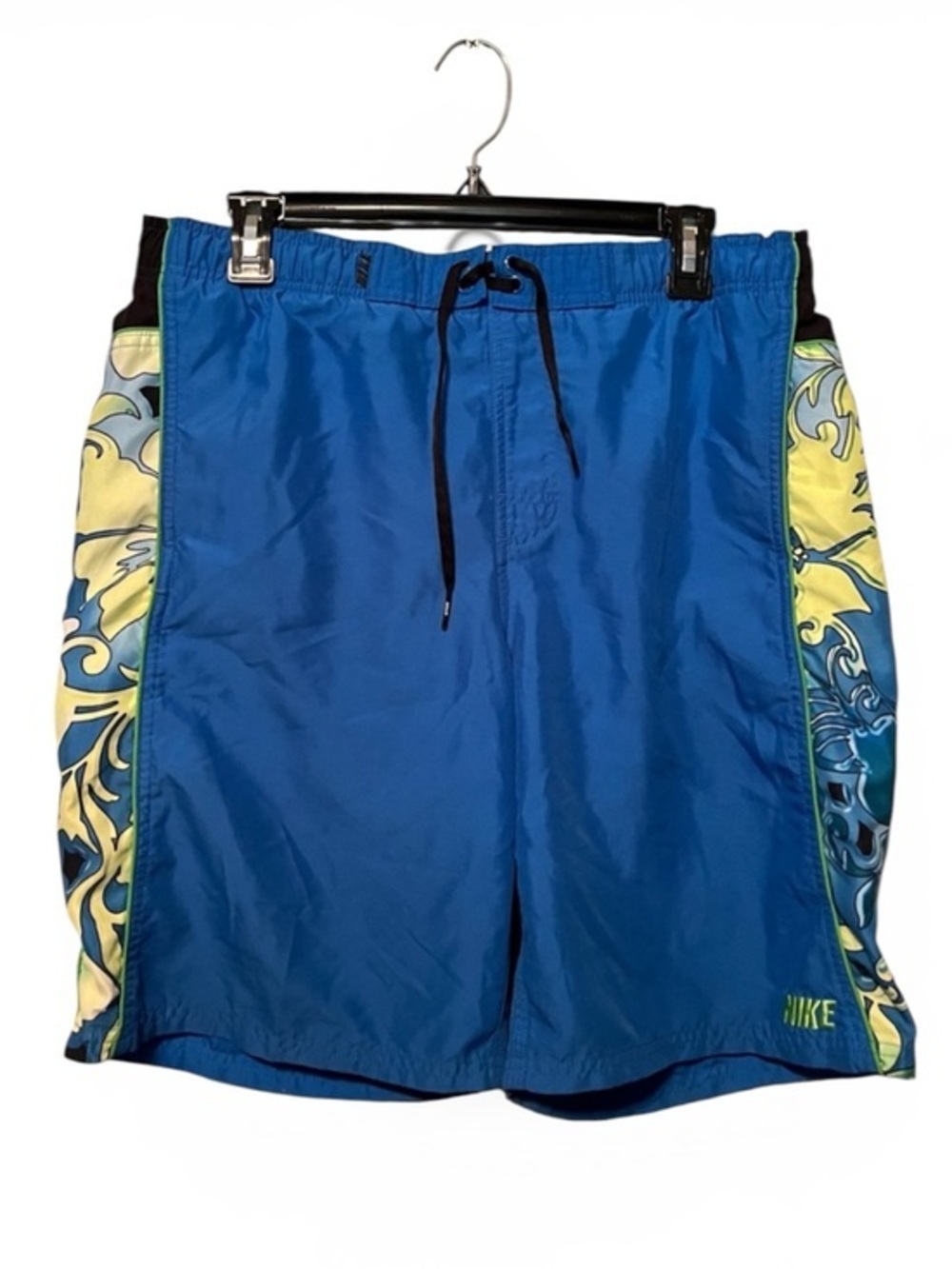 Nike Men’s Royal Blue Swim Shorts with Yellow & Aqua Side Panels size medium